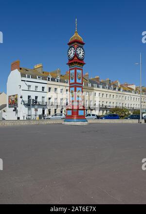 Die Queen Victoria Jubilee Clock am Weymouth Seafront, Dorset, Großbritannien Stockfoto