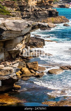 Nahaufnahme der Küste vom Coogee bis zum Bondi Walk Stockfoto