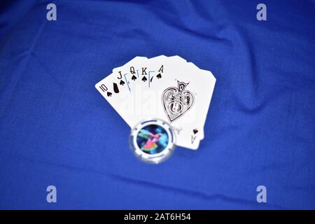 Royal Flush Poker Hand Stockfoto