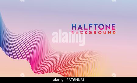 Gewellte Linien Hintergrunddesignvorlage, Farbige abstrakte Halbtonmuster Illustration, Vintage Texture Element, Rainbow Gradation, Vector EPS 10-Datei Stock Vektor