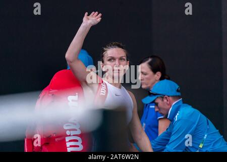 Melbourne, Australien. Jan 30, 2020.Simona Halep aus Rumänien beim Spiel der Australian Open Tennis Championship 2020 Day 11 im Melbourne Park Tennis Center, ( © Andy Cheung/ArcK Images/arckimages.com/UK Tennis Magazine/International Sports Fotos) Credit: Roger Parker/Alamy Live News Stockfoto