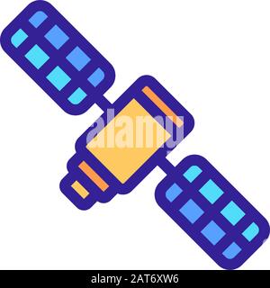 Künstliche Satelliten die Erde Symbol Vektor. Isolierte Kontur symbol Abbildung Stock Vektor