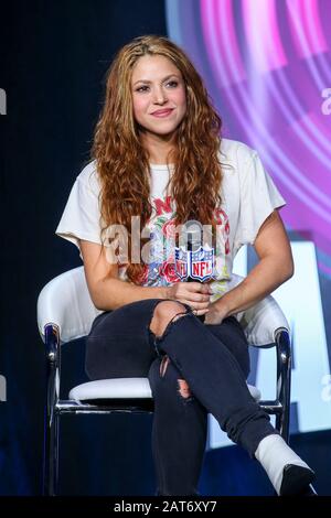 Miami, USA. Januar 2020. Shakira spricht auf der Pressekonferenz von Pepsi Super Bowl LIV Halftime Show Talent am 30. Januar 2020 im Hilton Hotel in Miami, Florida. Credit: Imagespespace/Alamy Live News Stockfoto