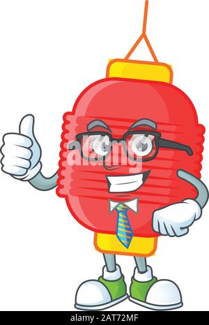 Cartoon-Charakter des Geschäftsmannes chinesische Laterne mit Brille Stock Vektor