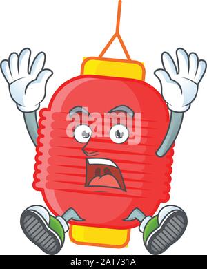 Ein Ikonenfigur des chinesischen Laternenstils mit schockierender Geste Stock Vektor