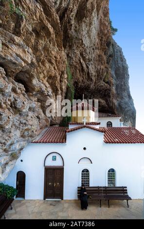 Das Kloster des Heiligen Nicolas von Syntza in Tsakonia, Peloponnes, Griechenland. Stockfoto