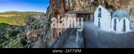 Das Kloster des Heiligen Dimitrios Avgou in Argolida, Peloponnes, Griechenland. Stockfoto