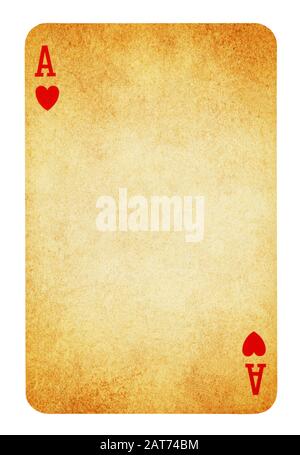 Herz Ass Vintage Playing Card isoliert auf weißem (clipping path enthalten) Stockfoto