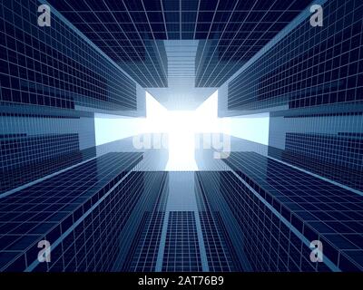 Moderne hohe Wolkenkratzer in Megapolis Stockfoto