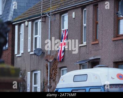 Sheerness, Kent, Großbritannien. Januar 2020. Einige Objekte in Sheerness, Kent zeigen Brexit Tagfahnen an. Kredit: James Bell/Alamy Live News Stockfoto