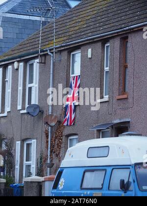 Sheerness, Kent, Großbritannien. Januar 2020. Einige Objekte in Sheerness, Kent zeigen Brexit Tagfahnen an. Kredit: James Bell/Alamy Live News Stockfoto