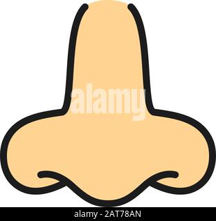 Vektor-Nase, Duft, Geruch, flaches Symbol für die Farblinie des Aromas. Stock Vektor
