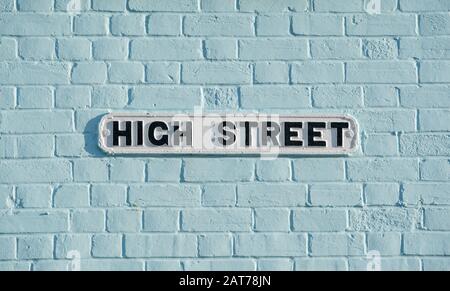 Schild High Street Street in Aldeburgh High Street, Aldeburgh, Suffolk Stockfoto