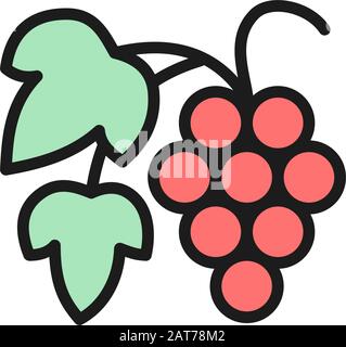 Vector Rebe Branch mit Beeren Flat Color Line Icon. Stock Vektor