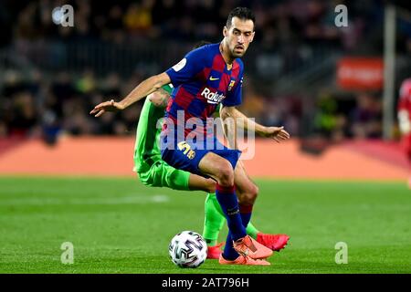 Barcelona, SPANIEN - 30. JANUAR:.Sergio Busquets vom FC Barcelona während der spanischen Runde der Copa del Rey am 30. Januar 2020 in Barcelona, Spanien, im 16. Spiel zwischen dem FC Barcelona und dem SD Leganes im Camp Nou. (Foto nach DAX/ESPA-Images) Stockfoto