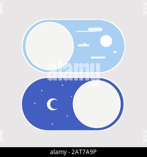 Hell- und Dunkelmodus, Tag- und Nachtmodus, Mond- und Sonnensymbol für Mobiltelefon oder Computer editierbar. Vektor Stock Vektor