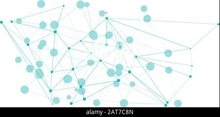 Chemiekonzept Virus formt geometrisch grün, Algorithmus abstrakte Punkte vernetzen kreativ Stock Vektor