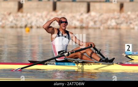 20040821 Olympische Spiele Athen Griechenland [Rowing-Sat-Finaltag] Schinias. Herren Einzelfinale Olaf Tufte, Foto Peter Spurrier E-Mail images@intersport-images.com [Mandatory Credit Peter Spurrier/ Intersport Images] Stockfoto