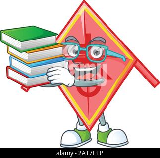 Cooler und cleverer chinesischer Drachen-Maskottchen-Cartoon mit Buch Stock Vektor