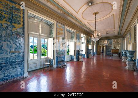 Beeindruckendes Interieur des nationalen Königspalastes von Queluz, Portugal Stockfoto