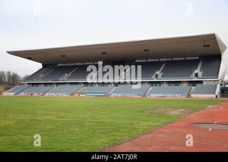 Das Birmingham Alexander Stadium am Tag der Genehmigung wurde erteilt, das Stadion für die Commonwealth Games 2022 umzubauen. Stockfoto