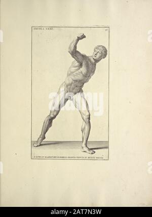 Der Holzschnittdruck der menschlichen Anatomie von Anatomia per uso et intelligenza del disegno wurde 1691 in Rom gedruckt Stockfoto