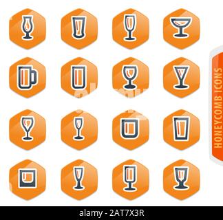 Gläser und Tassen Icons set Stock Vektor