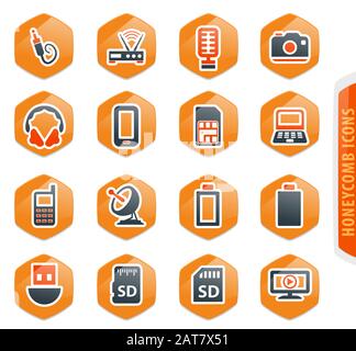 Hi Tech Symbole gesetzt Stock Vektor