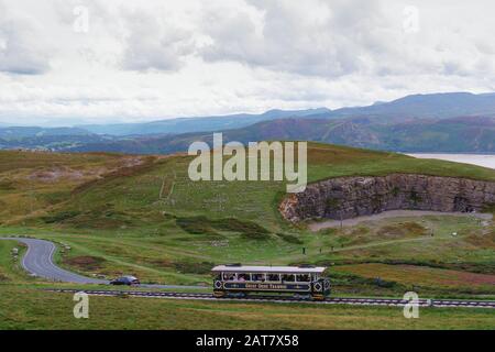 Great Orme Tramway, Nordwales, macht im Sommer eine Reise Stockfoto