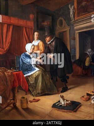 The Sick Girl (c.1660) von Jan Steen (1625/26-1679) niederländischer Maler Niederlande Stockfoto