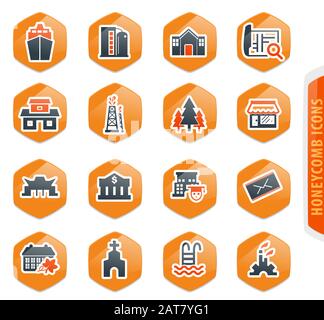 Die Infrastruktur der Stadt Symbole gesetzt Stock Vektor