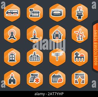 Die Infrastruktur der Stadt Symbole gesetzt Stock Vektor