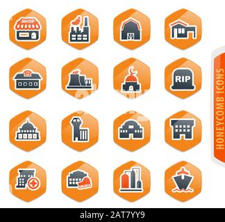 Die Infrastruktur der Stadt Symbole gesetzt Stock Vektor
