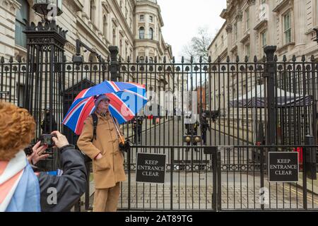 Westminster, London, Großbritannien. Januar 2020. Während Großbritannien die Europäische Union verlässt, gehen die Menschen auf die Straßen von Westminster und um das Parlament, um den Austritt zu feiern. Penelope Barritt/Alamy Live News Stockfoto