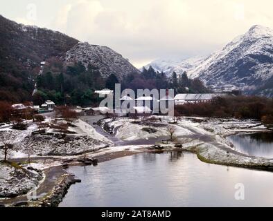 National Slate Museum, Gilfach Ddu, Llanberis, Nordwales. Das Museum ist in den viktorianischen Werkstätten untergebracht. Stockfoto