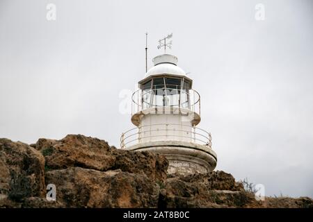 Leuchtturm im Archäologischen Park Paphos, UNESCO-Weltkulturerbe, Zypern Stockfoto