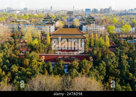 Blick auf Die Verbotene Stadt in Peking, China Stockfoto