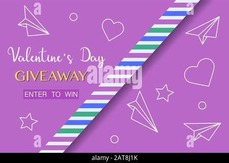Vector Illustration Valentinstag Verkauf Giveaway Vorlage geben Sie ein, um zu gewinnen Shopping Hintergrund Big Sale Angebot Preissenkung Werbung Kauf Rabattwerbung Stock Vektor