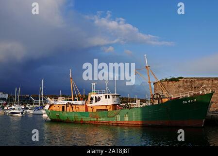 Hemerica Fischerboot im Hafen von Concarneau, Fischermuseum und dem mittelalterlichen Ville Close, Bretagne, Finistere, Frankreich, Europa Stockfoto