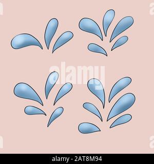 Blaue Wassertropfen auf Pastellgrund Stockfoto