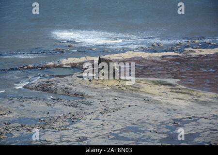 Ebbe an der Nordsee, entlang des Cleveland Way, ein Wanderweg im North York Moors National Park, Yorkshire, England, Großbritannien. Stockfoto