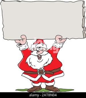 Cartoon Santa Claus hält ein leeres Banner in seinen Händen Vektorillustration Stock Vektor