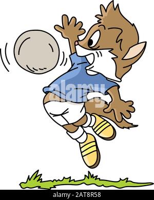 Cartoon-Katze spielt Fußball-Vektorgrafiken Stock Vektor