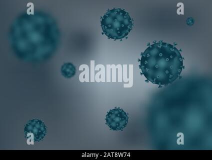 Realistische 3D-Vektordarstellung der Koronavirus-Einheit. Coronavirus in China. Neuer Corona-Virus nKoV Stock Vektor