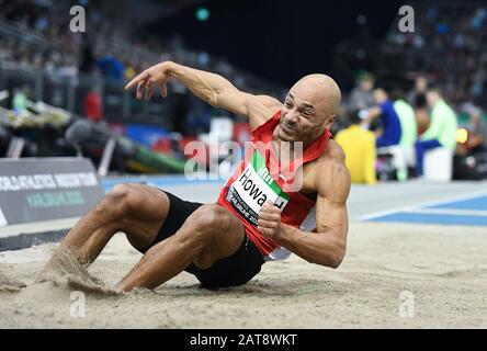 Karlsruhe, Deutschland. Januar 2020. Julian Howard (Deutschland/Weitsprung). Deutschland/Leichtathletik/Hallenmeeting Karlsruhe IAAF World Indoor Tour, 31. Januar 2020 - Nutzung weltweit Credit: Dpa/Alamy Live News Stockfoto