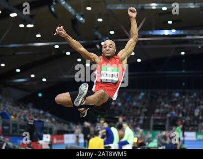 Karlsruhe, Deutschland. Januar 2020. Julian Howard (Deutschland/Weitsprung). Deutschland/Leichtathletik/Hallenmeeting Karlsruhe IAAF World Indoor Tour, 31. Januar 2020 - Nutzung weltweit Credit: Dpa/Alamy Live News Stockfoto