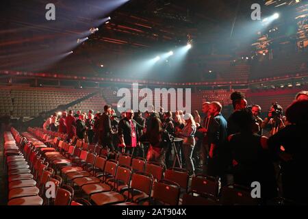 Linkoping, Schweden 20200130 Probe am Donnerstag vor dem Wettbewerb am Samstag im Melodifestivalen. Das Melodifestivalen The Melody Festival ist ein jährlicher Songwettbewerb, der von den schwedischen öffentlich-rechtlichen Sendern Sveriges Television (SVT) und Sveriges Radio (SR) veranstaltet wird. Foto Jeppe Gustafsson Stockfoto