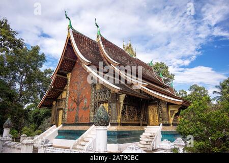 Wat Xieng Thong Tempel in Luang Prabang, Laos. Stockfoto