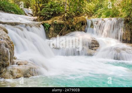 Kuang Si Wasserfall, Luang Prabang, Laos. Stockfoto