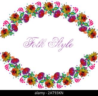 Volkstümliche Blumenschmuck - Magyar Folk Style Fashion Girlande - Vector Oval Vignette Stock Vektor